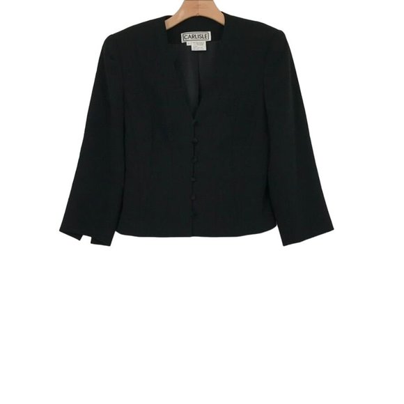 Carlisle women's jacket blazer black formal evening size 6 lined velvet buttons - Picture 2 of 4